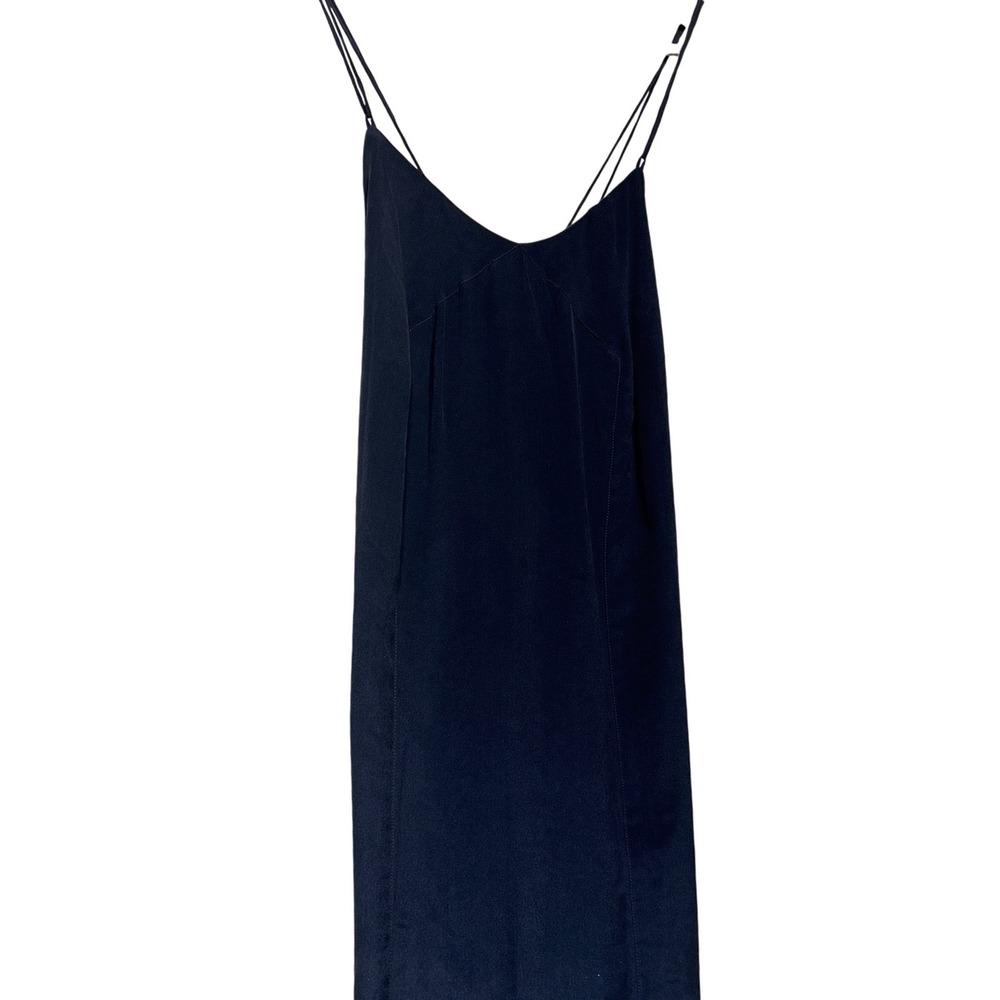 Bella Luxx Los Angeles Silk Spaghetti Strap Maxi Slip Dress Dark Steel Blue Sz S